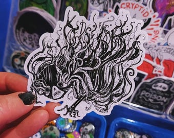 Spooky Ghost Sticker - halloween creepy goth gothic dark horror Stickers Horror Art