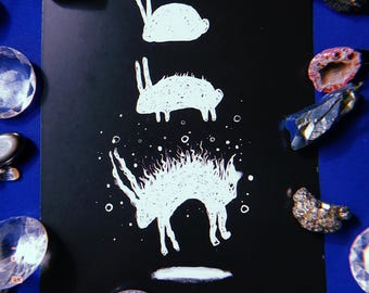 Transform Print - rabbit witch familiar witchcraft gothic goth pet pets animals nature spooky art halloween horror scary