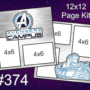 374) Kit de papel para scrapbooking de 2 páginas de 12 x 12 con diseño de Avengers Campus Disney
