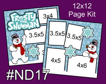 ND17) Frosty the Snowman Layout 2-Page 12x12 Scrapbook Paper Piecing Page Kit