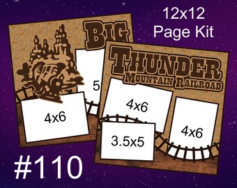 110) Big Thunder Mountain Railroad 2-Page 12x12 Disney Scrapbook Page KIT Disney Page Kit Roller Coaster