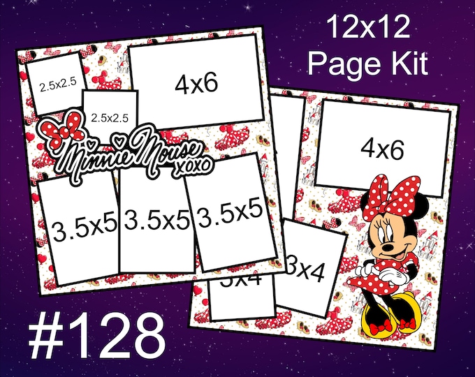 Mini Mouse Layout Design 128) Minnie Mouse Disney Layout 2-page 12x12 Scrapbook Paper Piecing ...