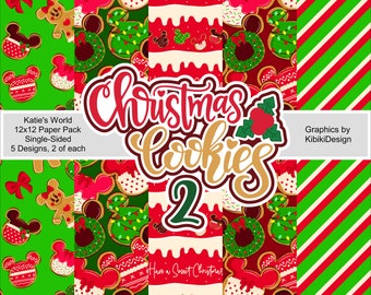 Christmas Cookies 2 Paper Pack Scrapbook 12x12 Single-Sided Katie's World Collection