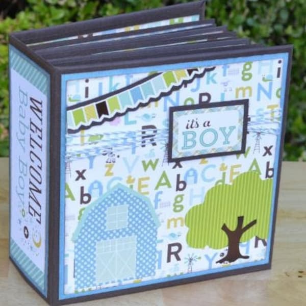 DIGITALE DOWNLOAD!!! Baby Boy 6x6 Album Baby's eerste jaar Scrapbook-tutorial