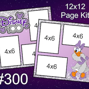 300) Kit de páginas para álbum de recortes de 2 páginas de 12 x 12 con diseño de Disney de 100 años de maravillas de Daisy