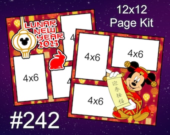 242) Lunar New Year Disney Layout 2-Page 12x12 Scrapbook Page Kit Mickey