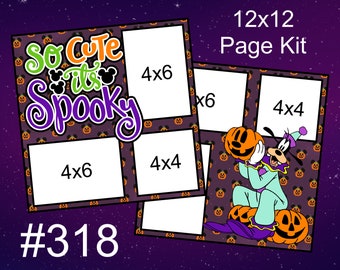 318) So Cute It's Spooky Halloween Disney Layout 2-Page 12x12 Scrapbook Paper Piecing Page Kit Goofy