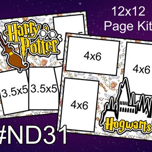ND31) Kit de papel para scrapbooking de 2 páginas de 12 x 12 con diseño de Harry Potter