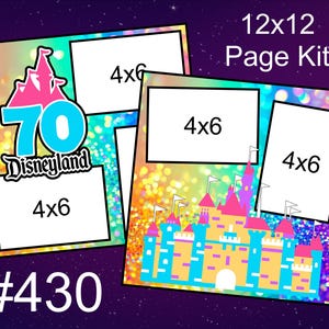 430) Kit de álbum de recortes de 2 páginas de 12 x 12 con diseño de Disney del 70.º aniversario de Disneyland CASTLE