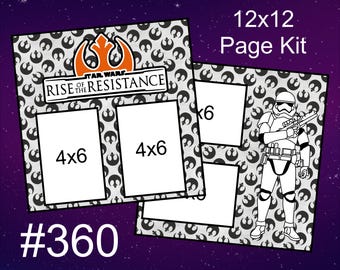360) Rise of the Resistance Disney Layout Kit di 2 pagine per scrapbooking 12x12