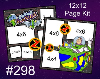 298) Astro Blasters Buzz Lightyear Disney Layout 2-Page 12x12 Scrapbook Paper Piecing Page Kit