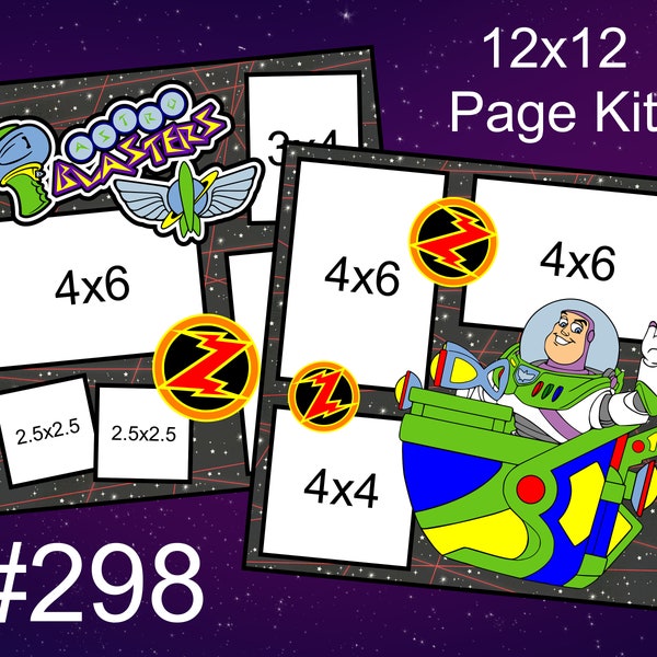 298) Astro Blasters Buzz Lightyear Disney Layout 2-Page 12x12 Scrapbook Paper Piecing Page Kit