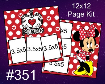 351) I Love Minnie Disney Layout 2-Page 12x12 Scrapbook Paper Piecing Page Kit