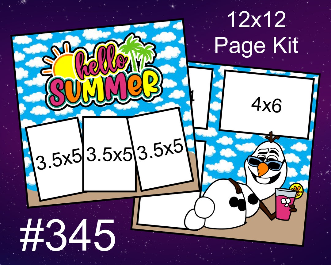 345) Hello Summer Disney Layout 2-page 12x12 Scrapbook Page Kit - Etsy