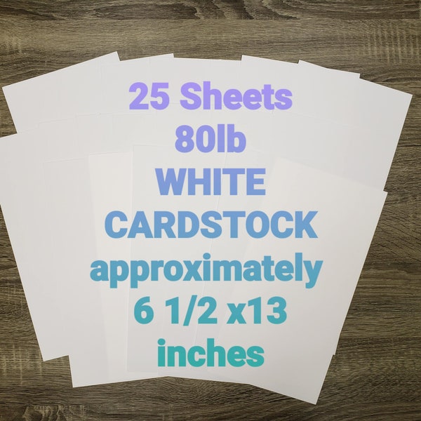 WHITE 80lb Cardstock Scraps measuring approximately 6 1/2 x 13 inches 25 Sheets