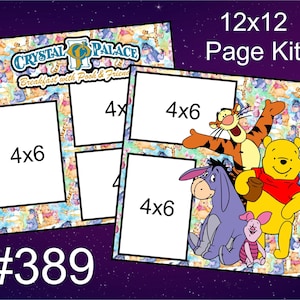 389) Kit de álbum de recortes de 2 páginas de 12 x 12 con diseño de Disney de Pooh y sus amigos de Crystal Palace
