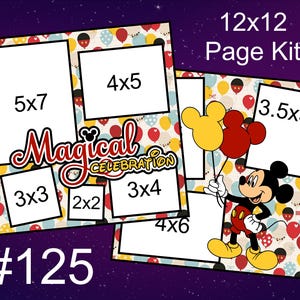 125) Kit de álbum de recortes de 2 páginas de 12 x 12 con diseño de celebración mágica de Disney