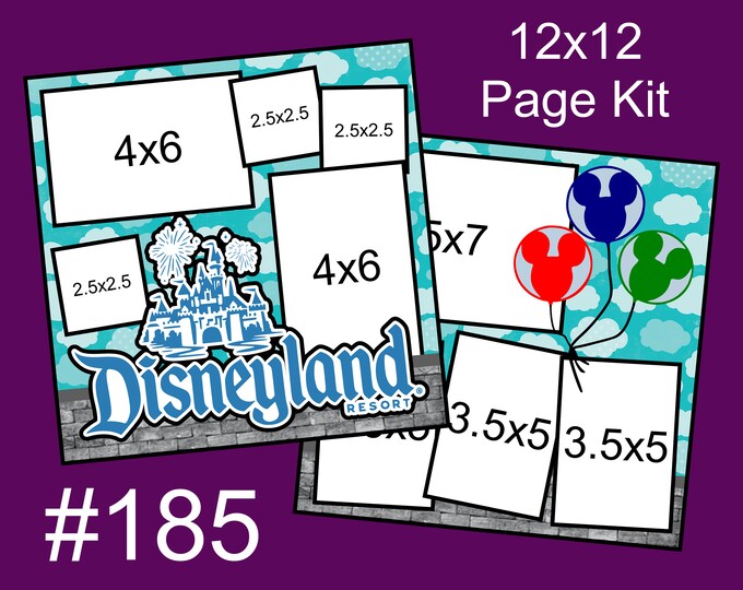 185 Disneyland Resort Theme Park Layout 2-page 12x12 Scrapbook Page Kit ...
