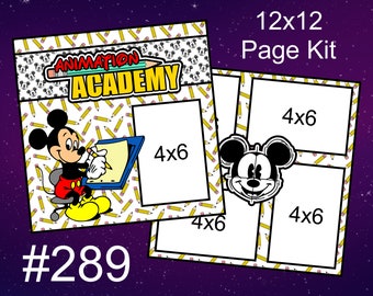 289) Animation Academy Disney Layout 2-Page 12x12 Scrapbook Page Kit Mickey