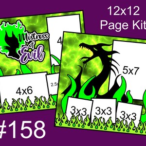 158) Signora del male Malefica Drago Cattivo Halloween La bella addormentata Disney Layout 2 pagine 12x12 Kit pagina album