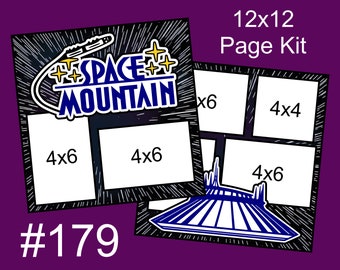 179) Space Mountain Disney Layout 2-Page 12x12 Scrapbook Page Kit