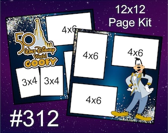 312) 50th Anniversary WDW GOOFY Disney Layout 2-Page 12x12 Scrapbook Page Kit Walt Disney World