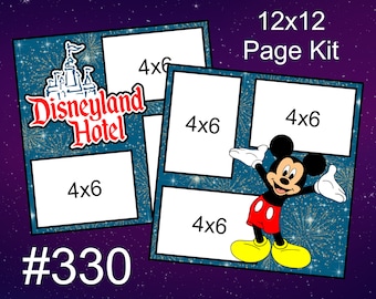 330) Disneyland Hotel Disney Layout 2-Page 12x12 Scrapbook Page Kit Mickey