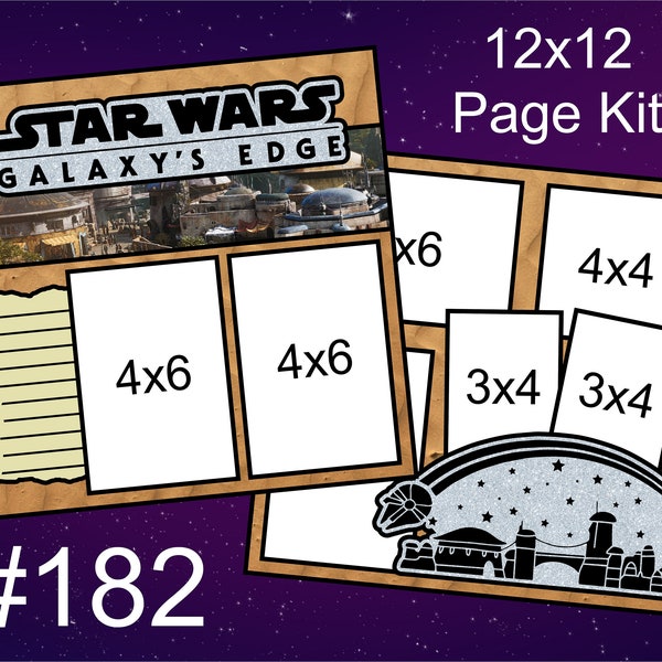 182) Galaxy's Edge Disney Star Wars Layout 2-Page 12x12 Scrapbook Paper Piecing Page Kit