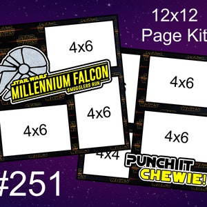 251) Kit de páginas para álbum de recortes de 2 páginas del Halcón Milenario (12x12) de Star Wars Galaxy's Edge