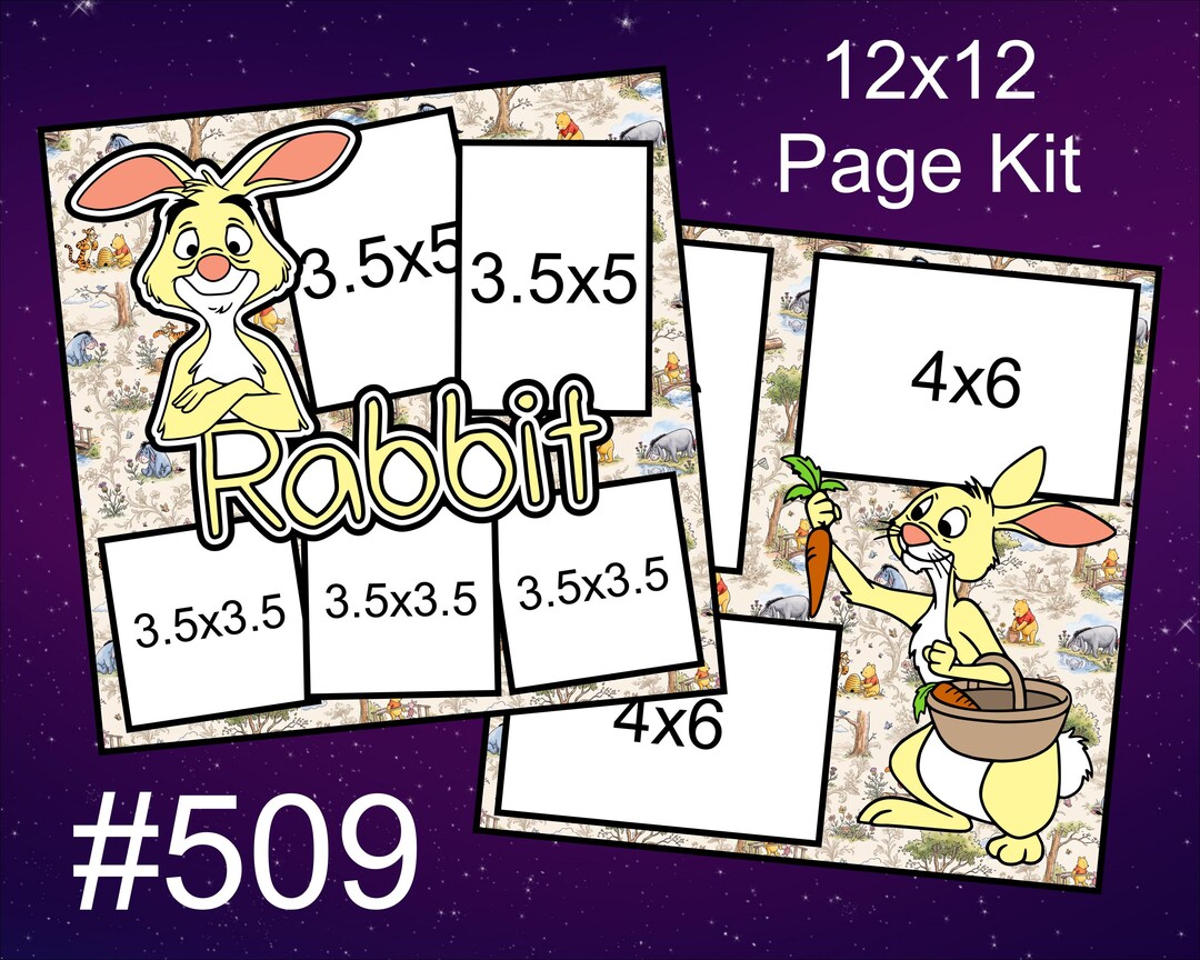 Rabit Layout 509) Rabbit Disney Layout 2-page 12x12 Scrapbook Page Kit - Etsy