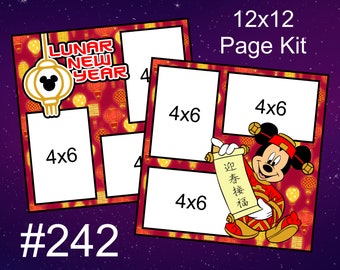 242) Lunar New Year Disney Layout 2-Page 12x12 Scrapbook Page Kit Mickey