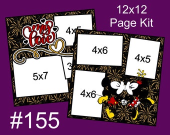 155) My Love Mickey & Minnie Disney Layout 2-Page 12x12 Scrapbook Page Kit