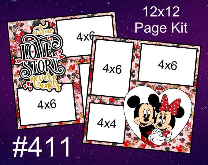 411) A True Love Never Ends Disney Layout 2-page 12x12 Scrapbook Page ...