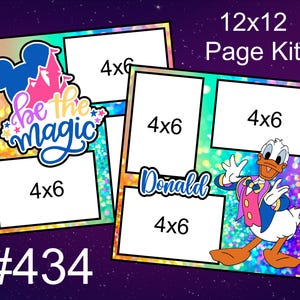 434) Sé la magia 70.º aniversario DONALD Disney Layout Kit de páginas de álbum de recortes de 2 páginas de 12 x 12