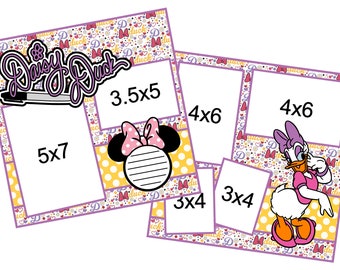 133) Daisy Duck Autograph Disney Layout 2-Page 12x12 Scrapbook Page Kit