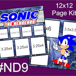 ND9) Kit de páginas para patchwork de papel para álbum de recortes de 2 páginas de 12 x 12 de Sonic the Hedgehog