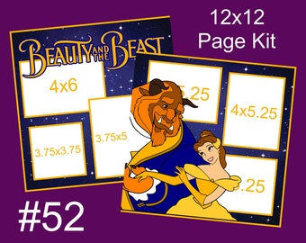 52) Beauty & the Beast Belle Disney Layout 2-Page 12x12 Scrapbook Page Kit in Wonderland