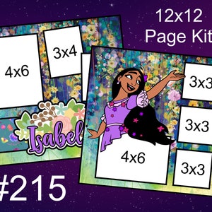 215) Kit de páginas para álbum de recortes de 2 páginas de 12 x 12 con diseño de Isabela Disney Encanto