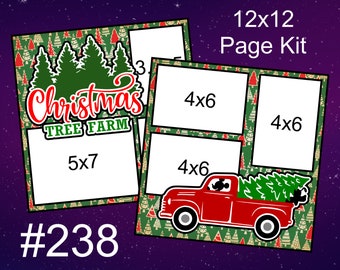 238) Christmas Tree Farm Disney Layout 2-Page 12x12 Scrapbook Page Kit Mickey