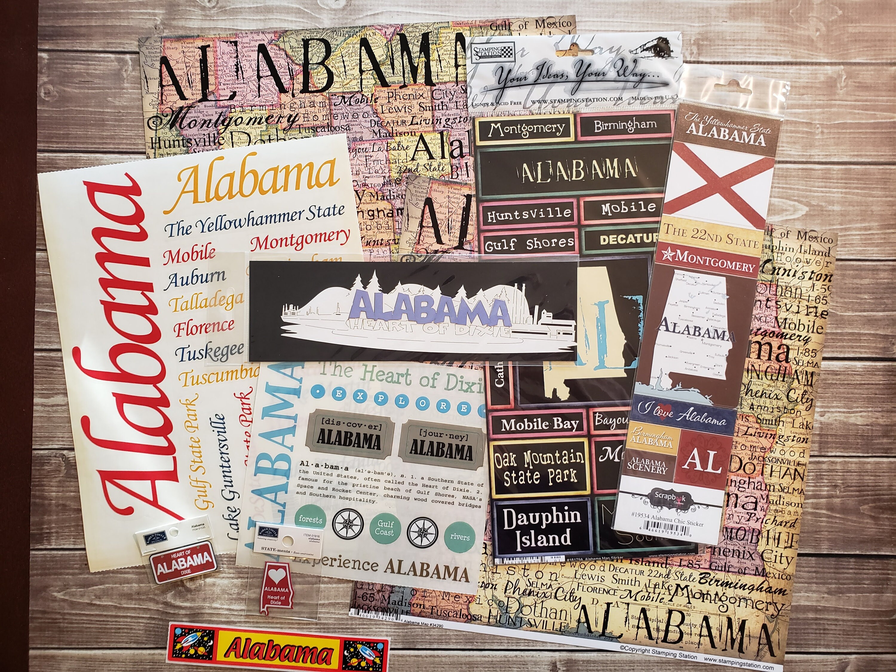 Alabama SET 10 Travel 12x12 Papers &amp; Stickers Scrapbooking | Etsy