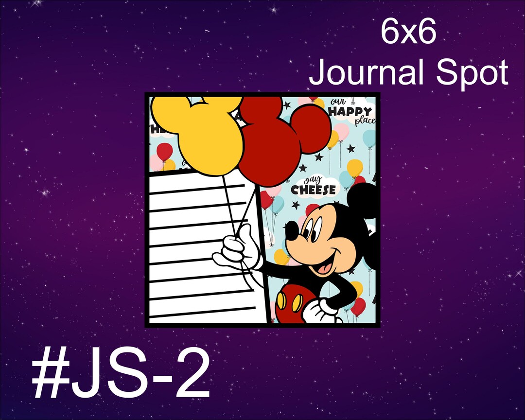 JS-2) Mickey With Balloons 6x6 Journal Spot Disney 1-page Scrapbook Kit ...