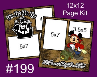 199) Yo Ho Yo Ho A Pirate's Life for Me Mickey Pirate Caribbean Disney Layout 2-Page 12x12 Scrapbook Page Kit