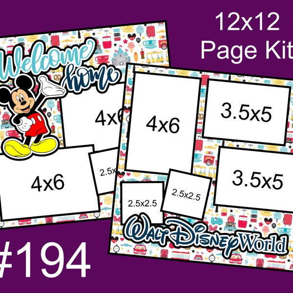 194) Welcome Home (Disney World) Disney Layout 2-Page 12x12 Scrapbook Page Kit