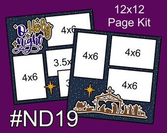 ND19) O Holy Night Christmas Nativity Layout 2-Page 12x12 Scrapbook Paper Piecing Page Kit