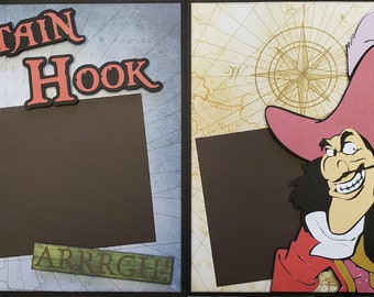 8x8 CAPTAIN HOOK 2-Page Disney Scrapbook Page Kit Peter Pan Pirate