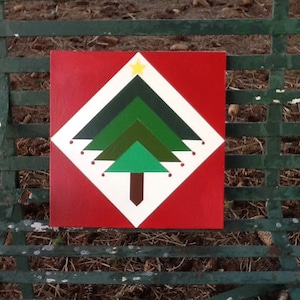 Christmas tree Barn Quilt - 4 Sizes Available, Free Shipping