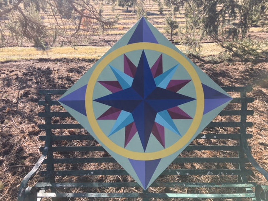 Mariner's Compass Barn Quilt 4 Sizes Available Free Etsy