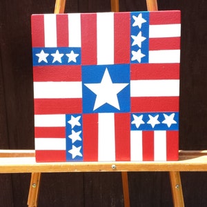 Hooray for the Red, White and Blue!  Patriotic barn quilt, 4 Sizes Available, Free Shipping