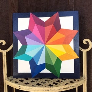Color Wheel, LeMoyne Star Barn Quilt, 4 Sizes Available, Free Shipping