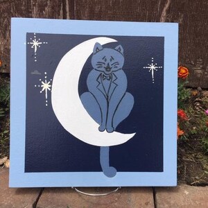 12&quot; x 12&quot; Mini Barn Quilt - Moon Kitty! Free Shipping!